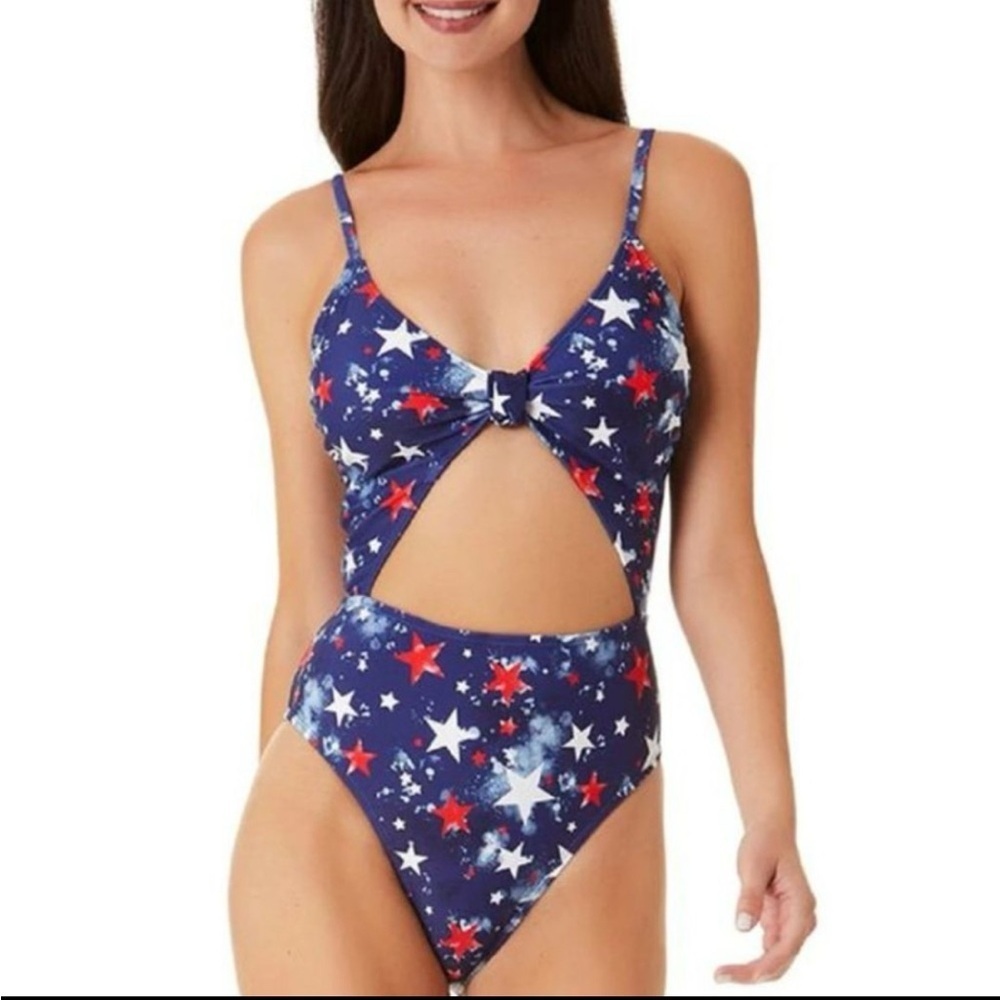 NWT California Waves Women’s Star Knotted Front Cut Out Swimsuit M